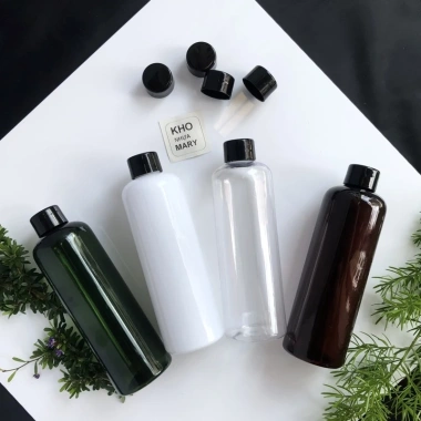 Chai nhựa 250ml nắp vặn đen set 5 - nhỏ giọt, dùng cho mỹ phẩm, giá chỉ 39.000đ, đa màu nâu, trắng, xanh, trong
