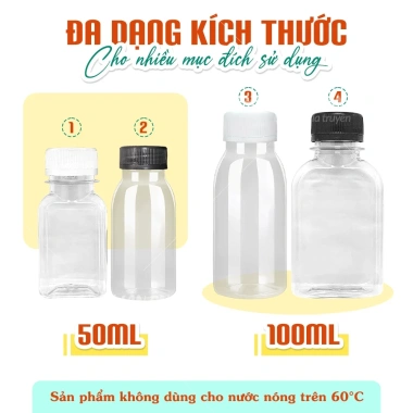 Chai nhựa 50ml 100ml dày dặn kèm nắp, đựng gia vị, sốt chấm, nhỏ gọn tiện lợi 12k 3