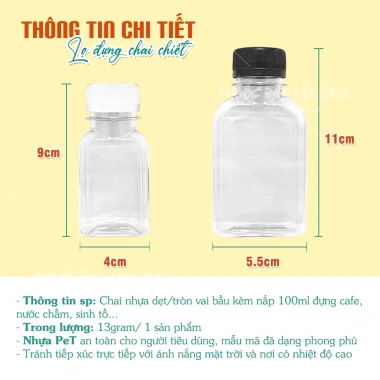 Chai nhựa 50ml 100ml dày dặn kèm nắp, đựng gia vị, sốt chấm, nhỏ gọn tiện lợi 12k 5