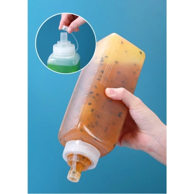 Chai nhựa đựng sốt mứt có nắp chống bụi vuông, chia vạch - Đa năng, chỉ 11.000đ 2