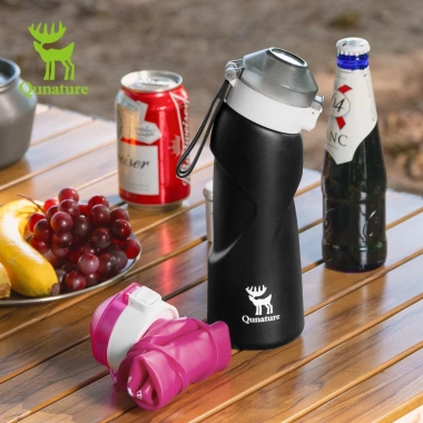 Chai nước mềm Quanture 700ml silicone thực phẩm - Gập lại dễ dàng, chống rò rỉ, giá chỉ 228.338đ