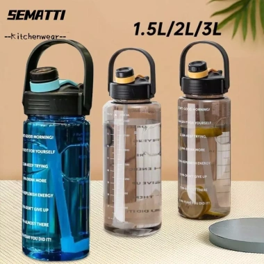 Chai nước uống SEMATTI chống rò rỉ, bình thể thao đánh dấu thời gian, Ấm du lịch nhẹ 1.5‑3L - Giá chỉ 95.810₫