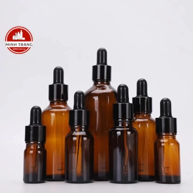 Chai Thủy Tinh Lọ Chiết Mỹ Phẩm Nắp Bóp Đen Trơn Đựng Tinh Dầu 5‑100ml Giá 3.000đ