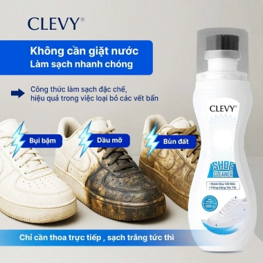 Chai Vệ Sinh Giày Bọt CLEVY 100g - Tẩy Sạch, Làm Trắng Sáng, Giá 69k Mua 2 Giảm 39k 3 Chai Vệ Sinh Giày Bọt CLEVY 100g - Tẩy Sạch, Làm Trắng Sáng, Giá 69k Mua 2 Giảm 39k 3