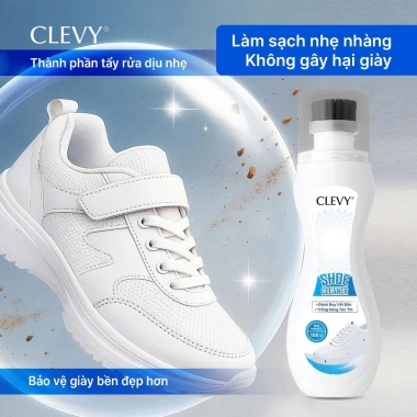 Chai Vệ Sinh Giày Bọt CLEVY 100g - Tẩy Sạch, Làm Trắng Sáng, Giá 69k Mua 2 Giảm 39k 4 Chai Vệ Sinh Giày Bọt CLEVY 100g - Tẩy Sạch, Làm Trắng Sáng, Giá 69k Mua 2 Giảm 39k 4
