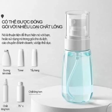 Chai Xịt Phun Sương Mini Mịn - Bình Lọ Nhựa Trong Suốt, Chiết Nước Hoa, Dùng cho Mỹ Phẩm, Tẩy Trang và Du Lịch, Giá 37.000