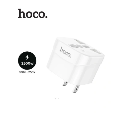 Chân Cắm Chuyển Đổi 2in1 Hoco DC60 2.500W AC250V 10A - Nhỏ Gọn, Tiện Lợi Khi Du Lịch, Chuyển 3 Chấu Sang 2