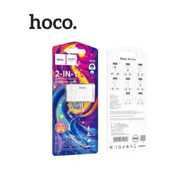 Chân Cắm Chuyển Đổi 2in1 Hoco DC60 2.500W AC250V 10A - Nhỏ Gọn, Tiện Lợi Khi Du Lịch, Chuyển 3 Chấu Sang 2