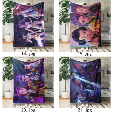 Chăn Flannel KPop Demon Hunters – Mặt cá tính, ấm áp cho Sofa, giường, văn phòng, du lịch – Giá ưu đãi 183.449₫