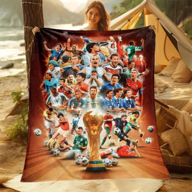 Chăn Flannel World Cup Bóng Đá Ấm Áp - Giá ưu đãi 198.536₫, dùng nhà, văn phòng