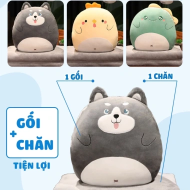 Chăn gối văn phòng 2 in 1 CECILA 100x170cm Hình thú dễ thương, mền gấp gọn, tiện lợi cho giờ nghỉ trưa 2