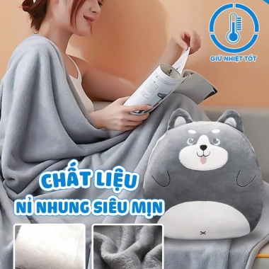 Chăn gối văn phòng 2 in 1 CECILA 100x170cm Hình thú dễ thương, mền gấp gọn, tiện lợi cho giờ nghỉ trưa 3