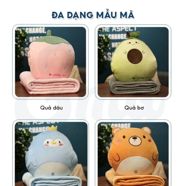 Chăn gối văn phòng 2 trong 1 hình thú - Tiện lợi, gấp gọn giờ nghỉ trưa 8