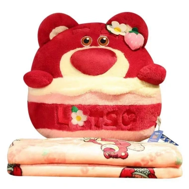 Chăn gối văn phòng 2in1 Gấu bông bánh kem Losto hồng đỏ, stick xanh, ong vàng siêu đáng yêu - Giá chỉ 189.000₫
