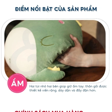 Chăn gối văn phòng 2in1 hình thú dễ thương, gối luồn tay giữ ấm, gấp gọn tiện lợi 205.000₫