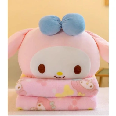 Chăn gối văn phòng 2in1 mèo Kuromi Meloly - Nhiều biểu cảm, giảm giá 79.000₫