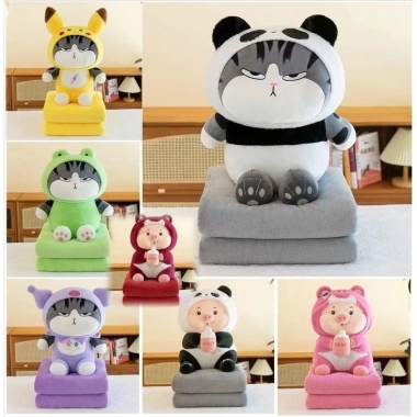 Chăn gối văn phòng 2in1 mèo Kuromi Meloly - Nhiều biểu cảm, giảm giá 79.000₫