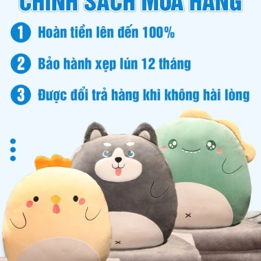 Chăn gối văn phòng Cecila 3 trong 1 luồn tay ấm họa tiết thú 100x170cm - 225k
