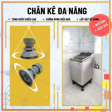 Chân kê máy giặt & tủ lạnh - 4 trụ điều chỉnh cao thấp, chống rung, bảo hành 12 tháng, 115.000đ