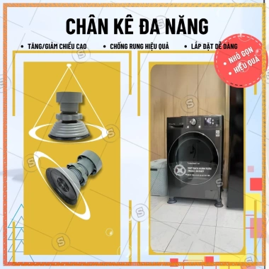 Chân kê máy giặt & tủ lạnh - 4 trụ điều chỉnh cao thấp, chống rung, bảo hành 12 tháng, 115.000đ
