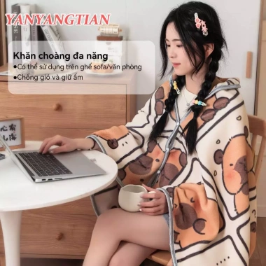 Chăn Khăn Choàng Flannel Đa Năng YANYANGTIAN - Giữ Ấm Khi Ngủ Trưa Văn Phòng, Phòng Máy Lạnh, Giá 89.000 VND