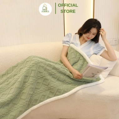 Chăn Lông Cừu HOMIES 2 Lớp Đắp Văn Phòng, Siêu Ấm 1.5x2.1, Màu Sắc Đa Dạng Cho Bé Đi Học 9