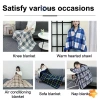 Chăn lông cừu kẻ sọc có nút đeo - ấm áp, phù hợp giường, sofa, du lịch - Giá 150.900đ 4