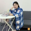 Chăn lông cừu kẻ sọc có nút đeo - ấm áp, phù hợp giường, sofa, du lịch - Giá 150.900đ 6