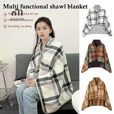 Chăn lông cừu kẻ sọc đeo nút Winte ấm áp dày cho giường sofa du lịch phòng ngủ văn phòng mới 2