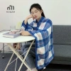 Chăn lông cừu kẻ sọc đeo nút Winte ấm áp dày cho giường sofa du lịch phòng ngủ văn phòng mới 6