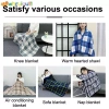 Chăn Lông Cừu Kẻ Sọc Winte Ấm Có Nút Đa Năng Cho Giường Sofa Phòng Ngủ Điều Hòa 4