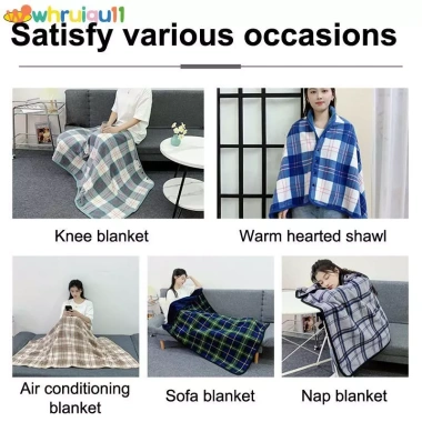 Chăn Lông Cừu Kẻ Sọc Winte Ấm Có Nút Đa Năng Cho Giường Sofa Phòng Ngủ Điều Hòa