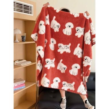 Chăn Lông Cừu Văn Phòng 2 Mặt Đáng Yêu, Mềm Mại Ấm, Thân Thiện Da, 1.5x2m - 148.000đ 5