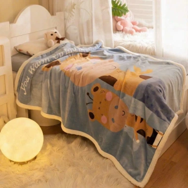 Chăn Lông Cừu Văn Phòng 2 Mặt Đáng Yêu, Mềm Mại Ấm, Thân Thiện Da, 1.5x2m - 148.000đ 8