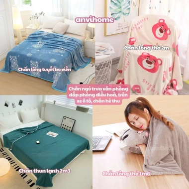Chăn mền lẻ ANVIHOME đa năng: đắp văn phòng, ngủ trưa bé, dùng trên xe ô tô, chăn spa tiện lợi - Giá 69.678 3