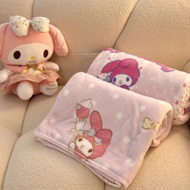 Chăn nhung sữa hai mặt in Sanrio hoạt hình - Đơn lớp mỏng cho xe đẩy, ghế sofa du lịch, giá chỉ 218.387đ 7