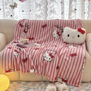 Chăn nhung sữa hai mặt in Sanrio hoạt hình - Đơn lớp mỏng cho xe đẩy, ghế sofa du lịch, giá chỉ 218.387đ 8