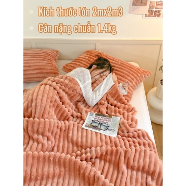 Chăn nhung tăm lông thỏ siêu mềm mịn Otama Bedding, decor mùa thu đông - 152k 3