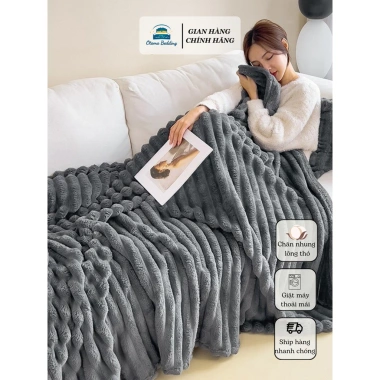 Chăn nhung tăm lông thỏ siêu mềm mịn Otama Bedding, decor mùa thu đông - 152k 8