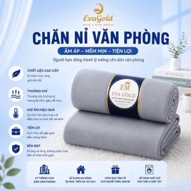 Chăn Nỉ Văn Phòng Chính Hãng - Chăn Mang Đi Du Lịch Dã Ngoại, Siêu Mềm, Đa Kích Thước, 69.500₫