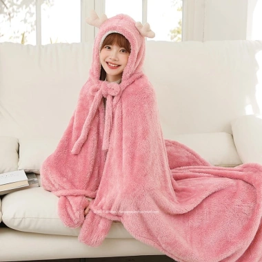 Chăn quấn mũ 110x150cm cho người lớn và trẻ em, văn phòng, lớp học, Thingkids 6