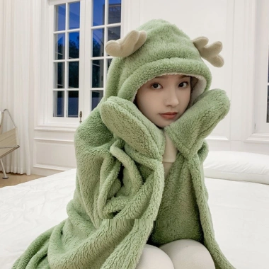 Chăn quấn mũ 110x150cm cho người lớn và trẻ em, văn phòng, lớp học, Thingkids 7