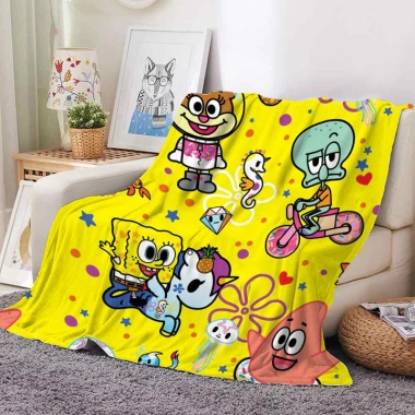 Chăn Spongebob SquarePants Ấm Áp, Thoải Mái Đa Mùa cho Phòng Khách và Du Lịch