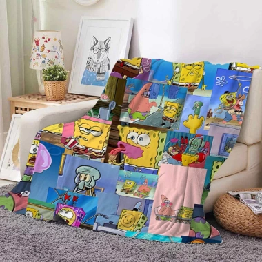 Chăn Spongebob SquarePants Ấm Áp, Thoải Mái Đa Mùa cho Phòng Khách và Du Lịch