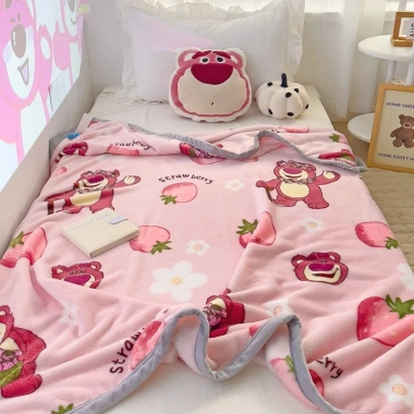 Chăn tuyết nhung Disney 1m5x2m bé đi học, mền nỉ mềm mịn không rụng lông