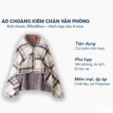 Chăn và Áo Choàng Văn Phòng 2 Lớp Dày Dặn, Nhẹ Mềm, Nhỏ Gọn, Giá Ưu Đãi 184k 2