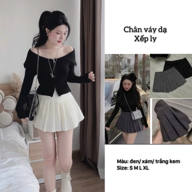 Chân váy dạ xếp ly bản cạp to tôn dáng, quần trong cùng chất, mã 23 giảm giá