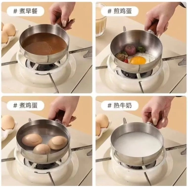 Chảo Inox MINI 14-17cm - Nồi ăn dặm bé, tay cầm gỗ bền, tiện lợi, 29.000đ