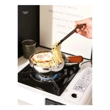 Chảo Inox MINI 14-17cm - Nồi ăn dặm bé, tay cầm gỗ bền, tiện lợi, 29.000đ