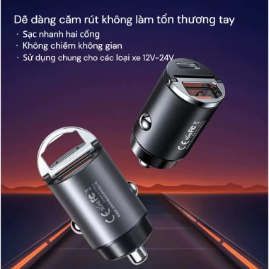 Charger ô tô ẩn trong sạc nhanh 45W – Tiện lợi, nhỏ gọn, giảm giá 20% chỉ 280.000₫ 2